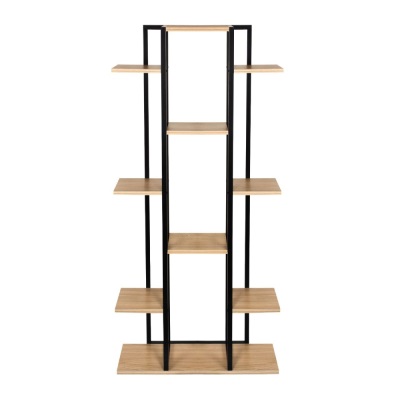 استند گل کتابخوانه‌ای ایستاده فلزی سه ستونه | فلز مشکی | رنگ طبقه کرم