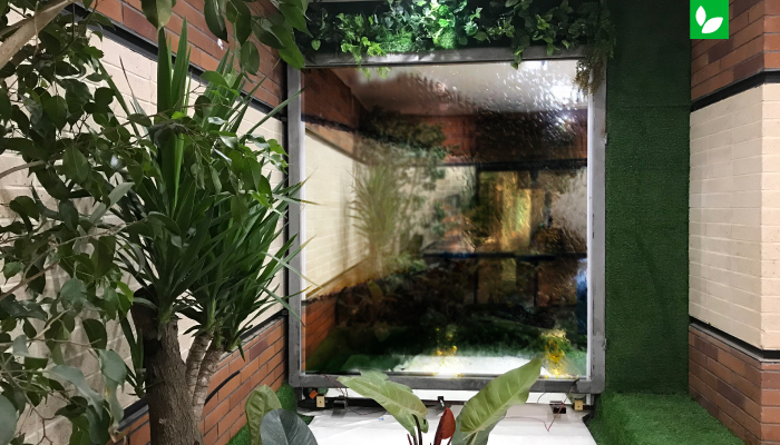 طراحی آبنما و باغچه استوایی در شرکت آب و فاضلاب تهران | شرکت ایده سبز