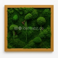 تابلو خزه‌ای مربعی | همراه با شاخه و آمارانتوس تثبیت شده 