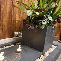 فلاورباکس فایبرگلاس ترکیبی آبنمادار و چراغ دار | ایده سبز