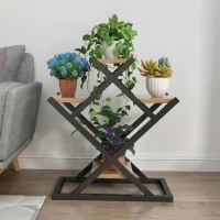 استند گلدان طبقاتی فلزی مدل ایکس کوتاه | رنگ طبقه کرم