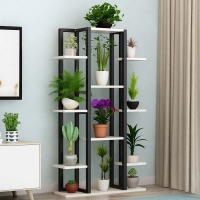 استند گل کتابخانه‌ای | فلز مشکی | رنگ طبقه سفید