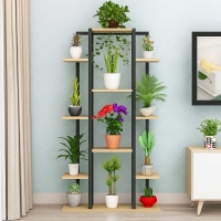 استند گل مدل کتابخانه‌ای | فلز مشکی | رنگ طبقه کرم