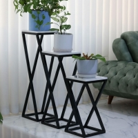 استند گلدان فلزی سه تایی | رنگ طبقه سفید