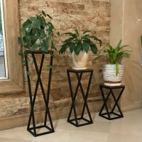 پایه گلدان فلزی سه تایی | رنگ صفحه گردویی