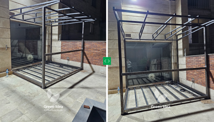 نمونه کار | آلاچیق تراس سبز خیابان آیت‌الله کاشانی