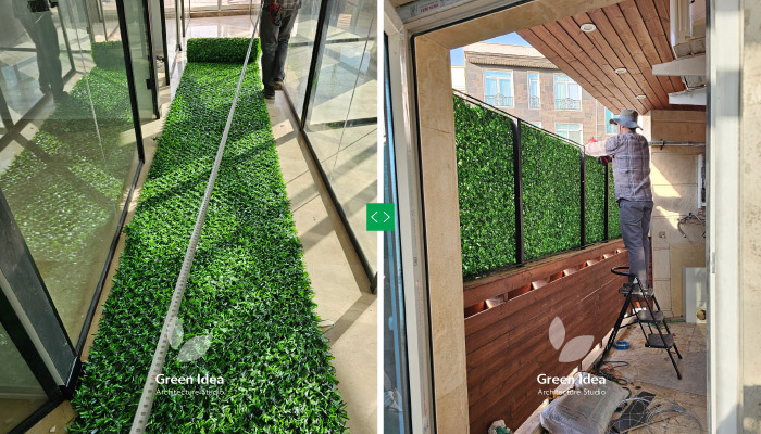 نمونه کار | فنس چمنی در تراس سبز خیابان آیت‌الله کاشانی