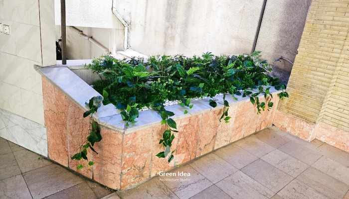 نمونه کار | طراحی باغچه مصنوعی در مجتمع مسکونی