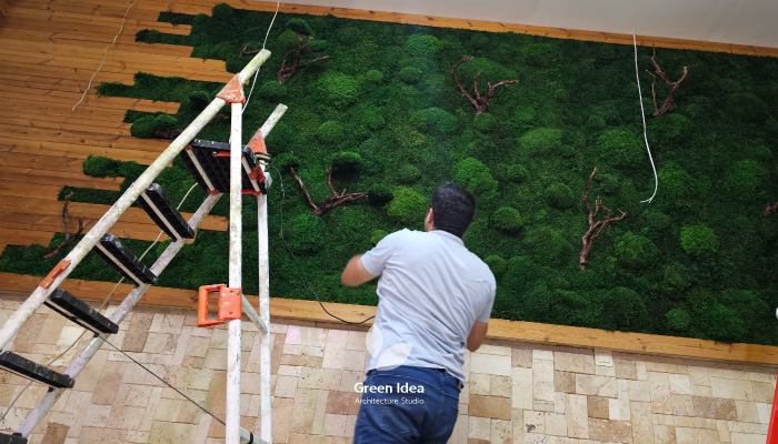 نمونه کار | اجرای ماس‌وال در دکور رستوران آرشه