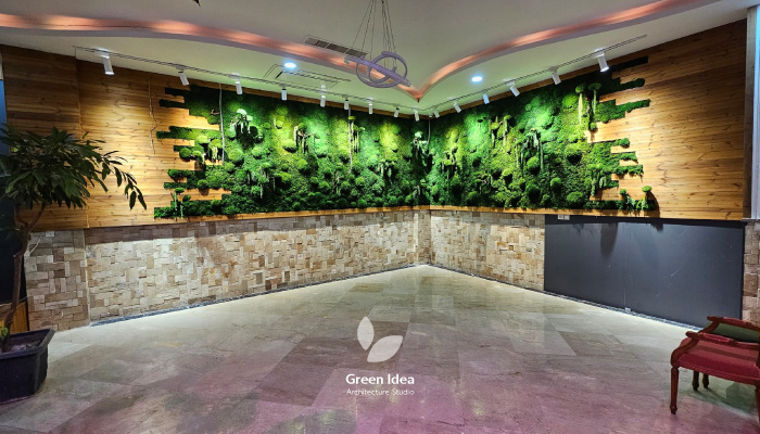 نمونه کار | لوکس ترین دیوار خزه ای ایران ماس‌وال رستوران آرشه