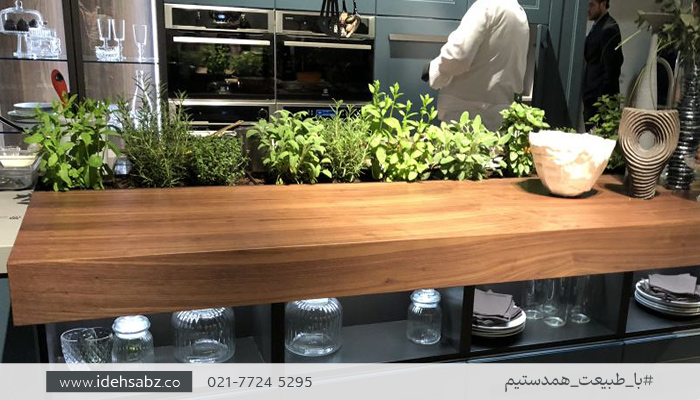 ایده طراحی میز کانتر با فلاورباکس | ایده سبز